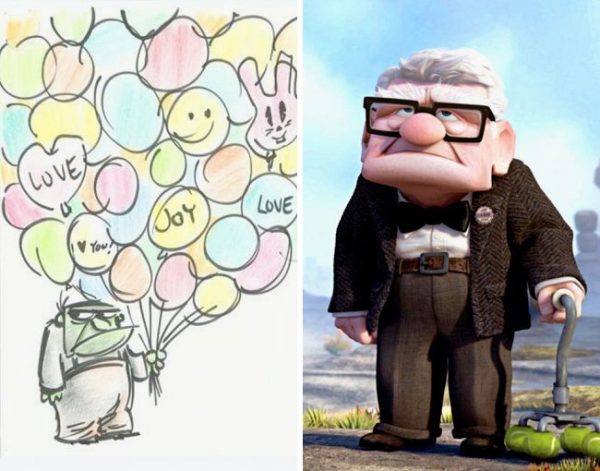 Personagens famosos e seus primeiros esboços