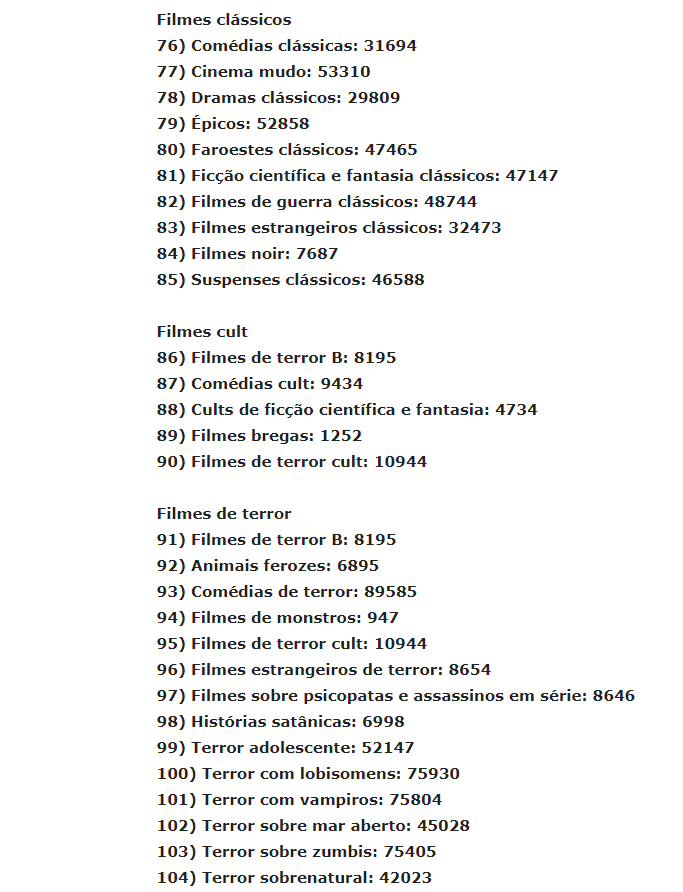 Confira mais de 220 códigos para acessar filmes e séries