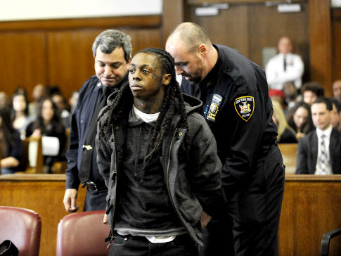 Rapper Lil Wayne (real name Dwayne Carter) is sentenced to a year in jail at Manhattan Supreme Court this afternoon, several months after pleading guilty to attempted gun possession.   Original Filename: hermann03081029.JPG
