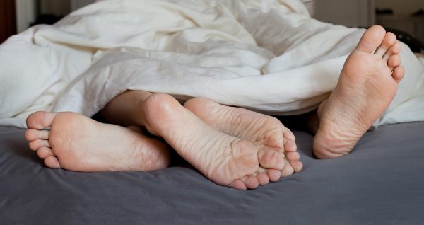 family, couple in the bed