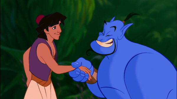 Aladdin_and_Genie_having_a_handshake_after_Aladdin_agrees_to_set_Genie_free_after_his_first_two_wishes