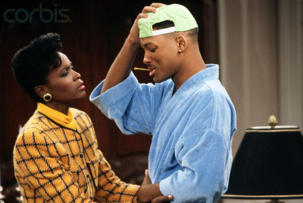 17 Aug 1990 --- Will Smith and Janet Hubert-Whitten perform a scene during the taping of the television program "The Fresh Prince of Bel Aire", 1990-1996. --- Image by © Neal Preston/CORBIS