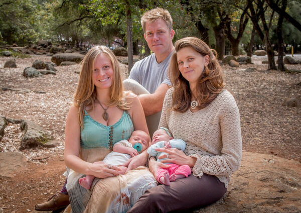 "Portraits of Melinda Phoenix, (dress), Dani Phoenix, (Pants), babies Oliver Stein, and Ella Stein, (ribbon in hair) and father John Stein in Howarth Park in Santa Rosa, Calif., on Tuesday, October 21st, 2014."