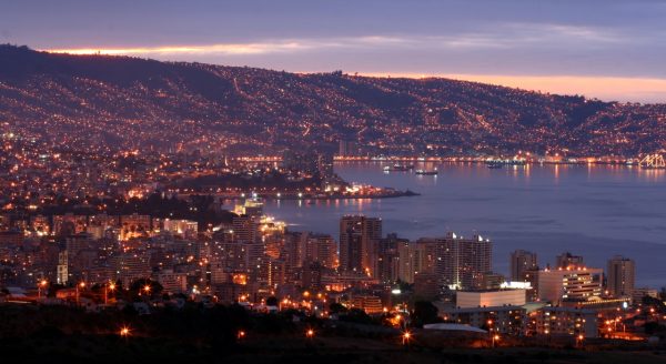 Valparaiso and Vina del Mar at night.