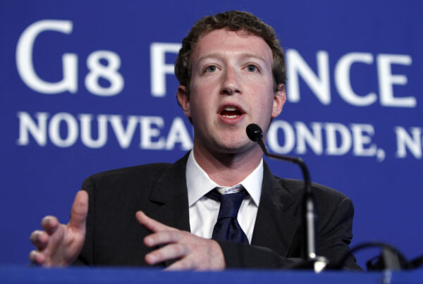 Facebook founder Mark Zuckerberg speaks during a press conference that took place at the G8 summit in Deauville, France, Friday, May 27, 2011. G8 leaders, in a two-day meeting, will discuss the Internet, aid for North African states and ways in which to end the conflict in Libya. (AP Photo/Alexander Zemlianichenko)