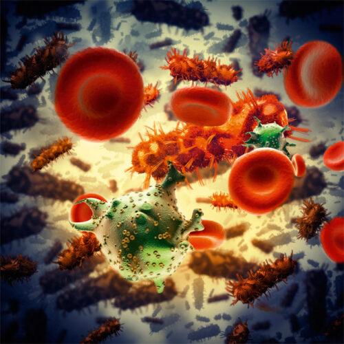 Bacteria background. HIV cells.