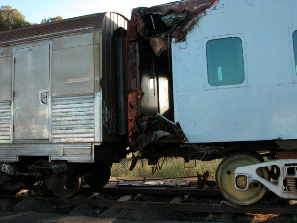 smashed train wreck