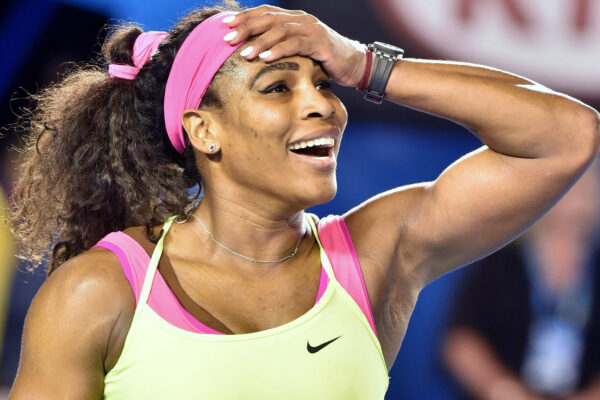 Serena Williams of the US celebrates after victory against Russia's Maria Sharapova during the women's singles final on day thirteen of the 2015 Australian Open tennis tournament in Melbourne on January 31, 2015. AFP PHOTO / PAUL CROCK -- IMAGE RESTRICTED TO EDITORIAL USE - STRICTLY NO COMMERCIAL USEPAUL CROCK/AFP/Getty Images
