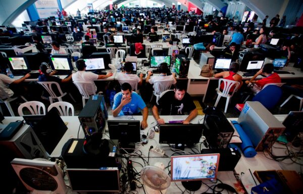 People attend the annual 'Campus Party'  Internet users gathering in Valencia, Spain, Tuesday, July 12, 2011.