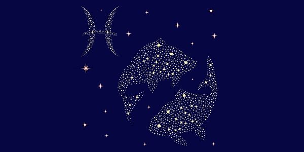 Zodiac sign Pisces on a background of the starry sky vector illustration