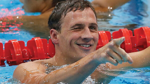 United States' Ryan Lochte reacts after finishing first in the men's 400-meter individual medley swimming final at the Aquatics Centre in the Olympic Park during the 2012 Summer Olympics in London, Saturday, July 28, 2012. (AP Photo/Daniel Ochoa De Olza)