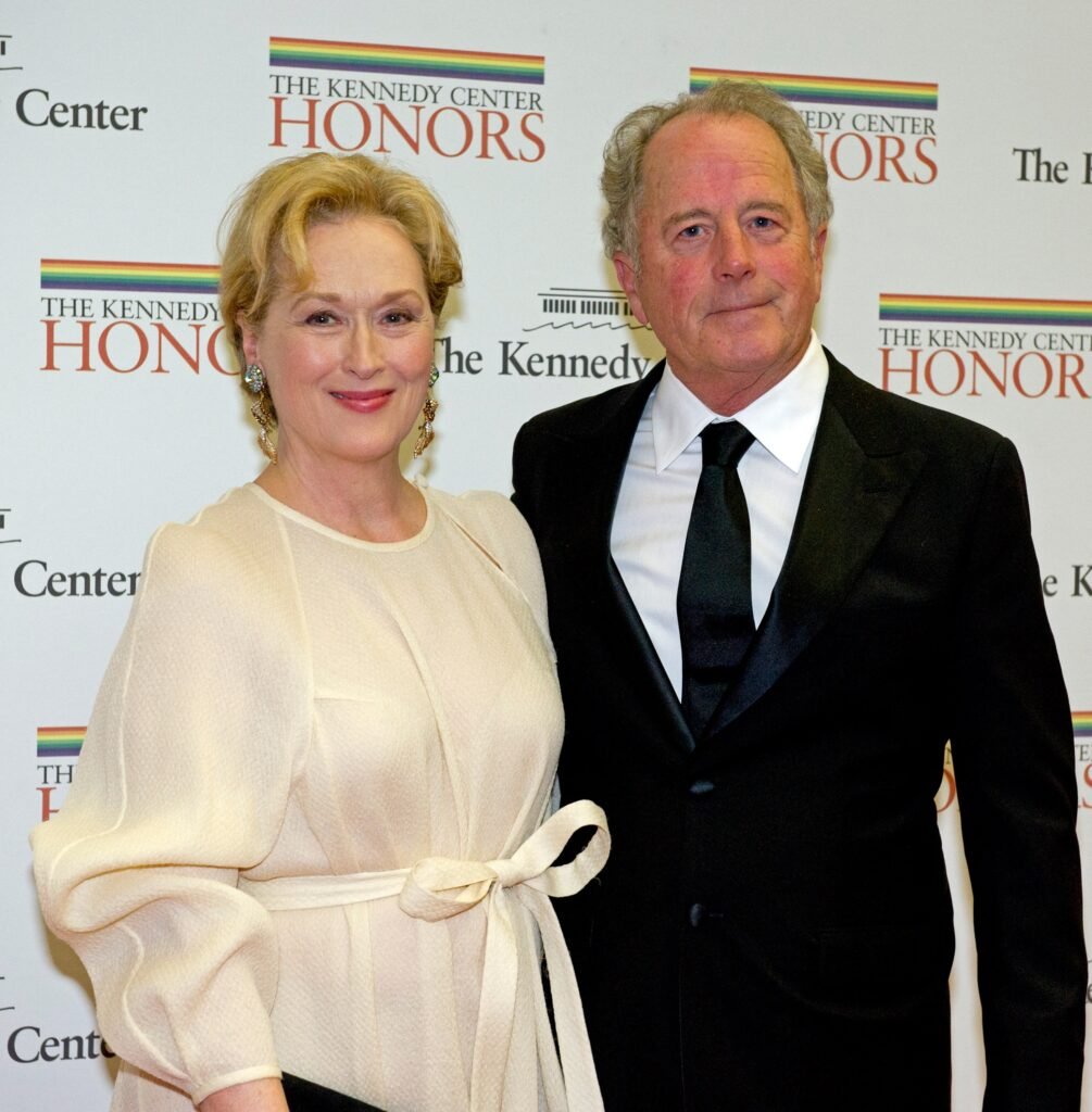 WASHINGTON, DC - DECEMBER 1:  Meryl Streep and Don Gummer (R) arrive for a dinner for Kennedy honorees hosted by U.S. Secretary of State Hillary Rodham Clinton at the U.S. Department of State on December 1, 2012 in Washington, DC. The 2012 honorees are Buddy Guy, actor Dustin Hoffman, late-night host David Letterman, dancer Natalia Makarova, and members of the British rock band Led Zeppelin Robert Plant, Jimmy Page, and John Paul Jones. (Photo by Ron Sachs - Pool/Getty Images)