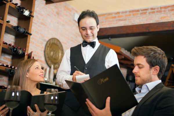 Couple having dinner in a luxury restaurant