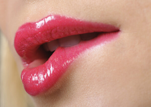 Female lips. A photo close up
