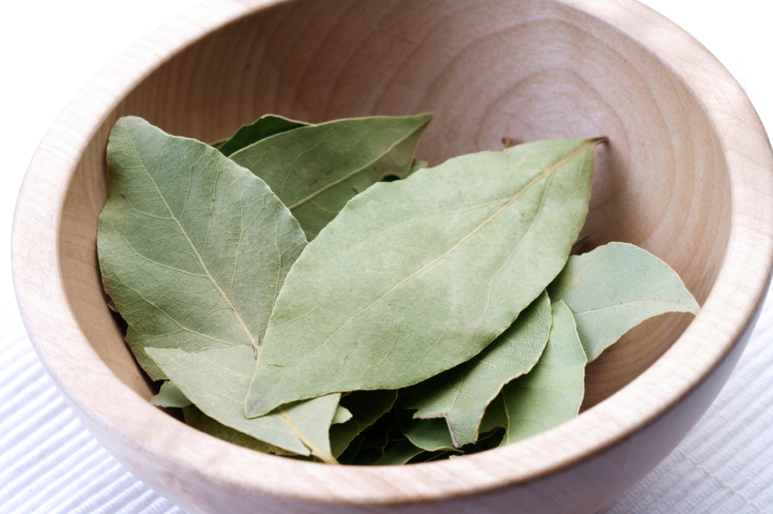 Laurer leafs in wooden bowl