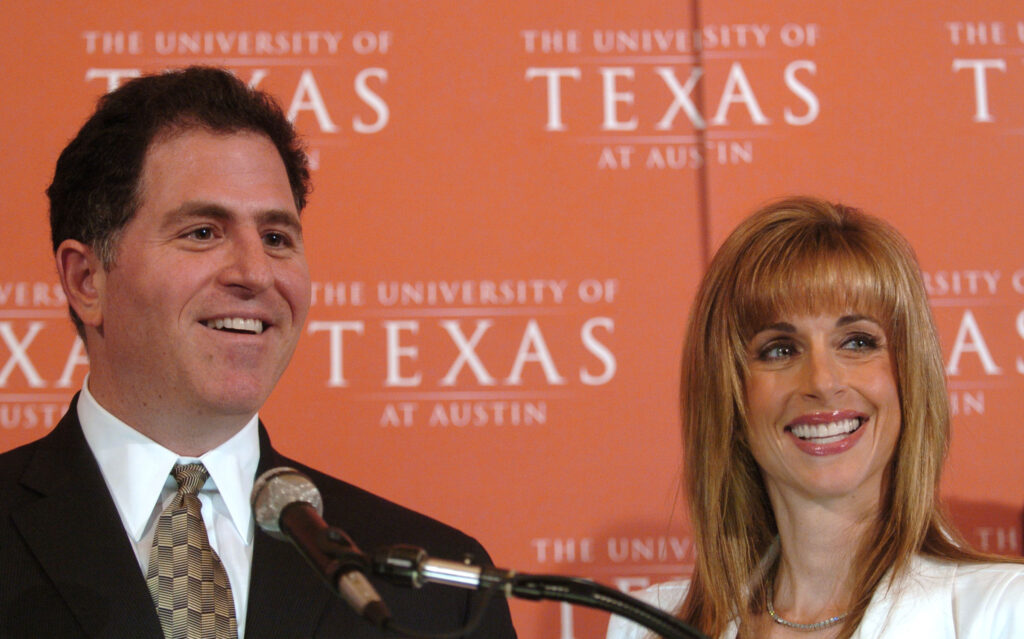 Michael Dell, CEO of Dell Inc., and his wife Susan are shown Monday, May 15 2006, in Austin, Texas, after they announce a gift of $50 million gift to the University of Texas for a pediatric research institute, a center for health living and a computer sciences building. (AP Photo/Austin American-Statesman, Rodolfo Gonzalez)