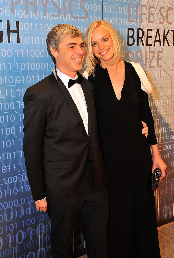 MOUNTAIN VIEW, CA - DECEMBER 12: (L-R) Larry Page and Lucy Southworth attend the 2014 Breakthrough Prize Inaugural Ceremony for Awards in Fundamental Physics and Life Sciences at NASA Ames Research Center on December 12, 2013 in Mountain View, California. (Photo by Steve Jennings/Getty Images for MerchantCantos)