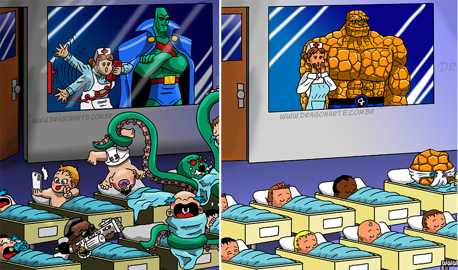 9 ilustrações que mostram como seriam os filhos dos super-heróis