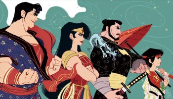 Ilustrações recriam membros da Liga da Justiça na era dos samurais