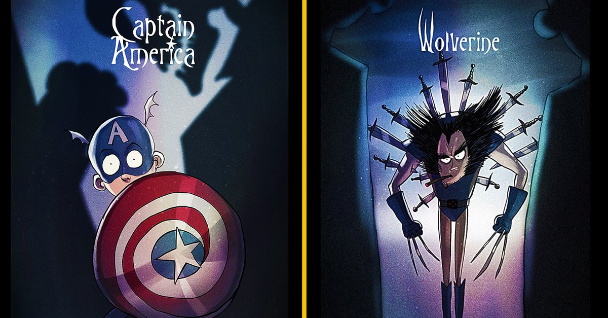 Artista recria 10 heróis da Marvel e da DC no estilo de Tim Burton