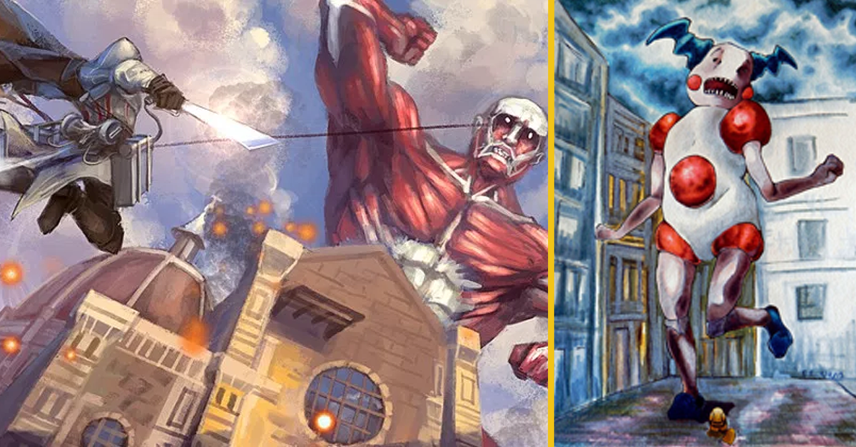 15 imagens incríveis que misturam Attack on Titan com outros universos