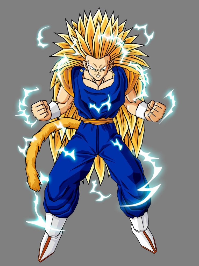 A primeira versão do Goku transformado em Super Saiyajin 3, desenhada por  Akira Toriyama, tinha cabelo curto, rabo dourado, e sobrancelha raspada.  Comenta e deixa o like! QNERDACADEMYY - iFunny Brazil