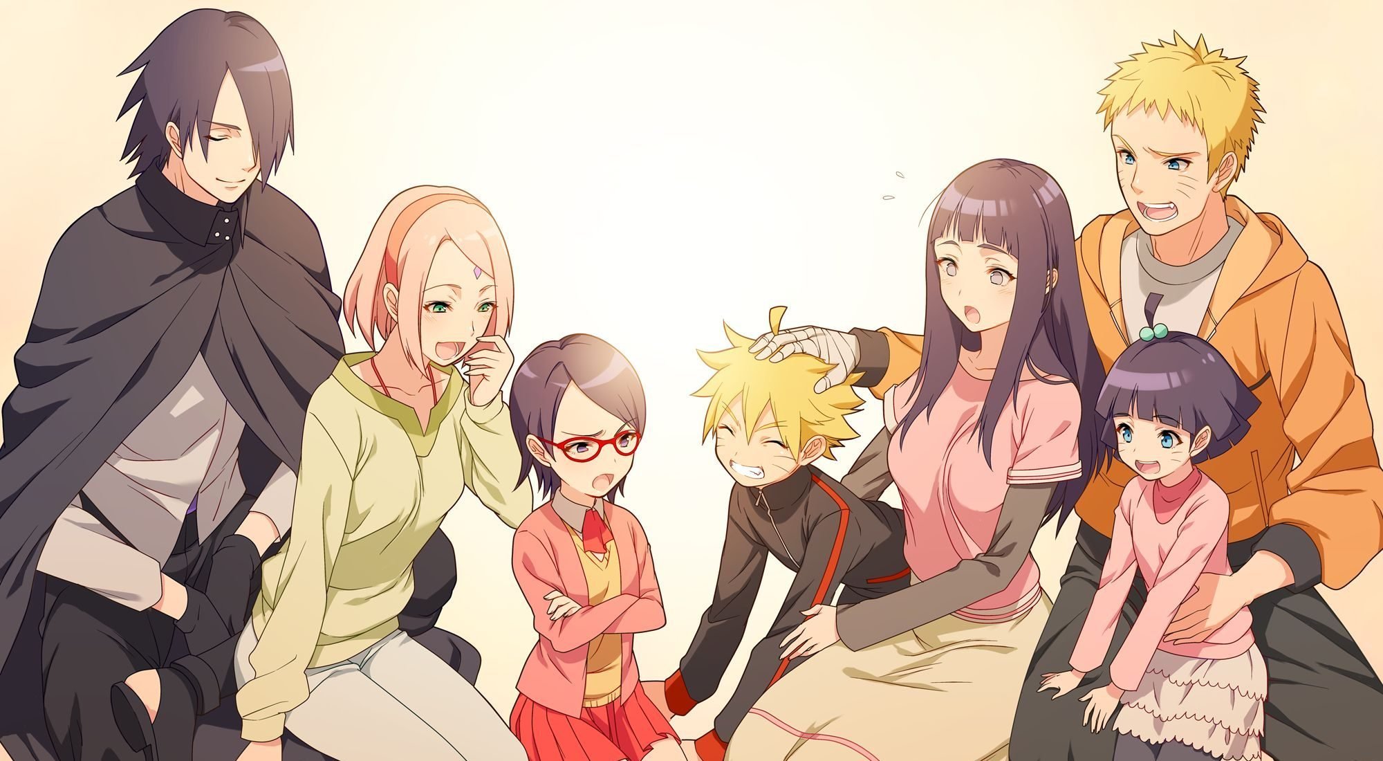 Naruto e Hinata - filhos Boruto e Himawari