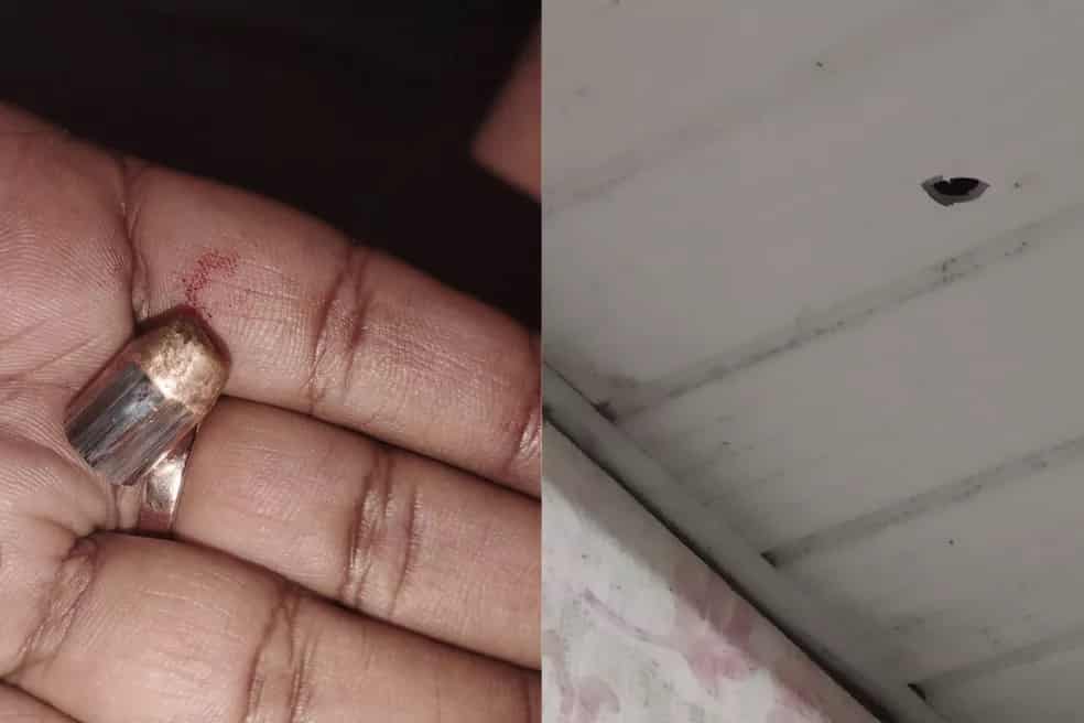 Mulher deitada no sofá de casa é atingida por tiro e salva por moeda