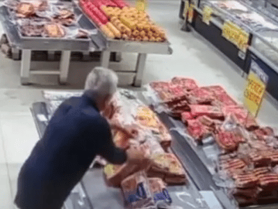 Homem suspeito de furtar carne de supermercado