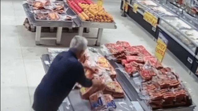 Homem suspeito de furtar carne de supermercado