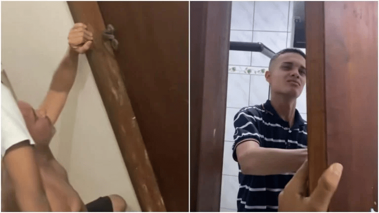 Jovem fica preso em banheiro de sogro