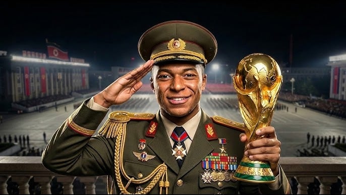 Montagem de Kylian Mbappé ditador