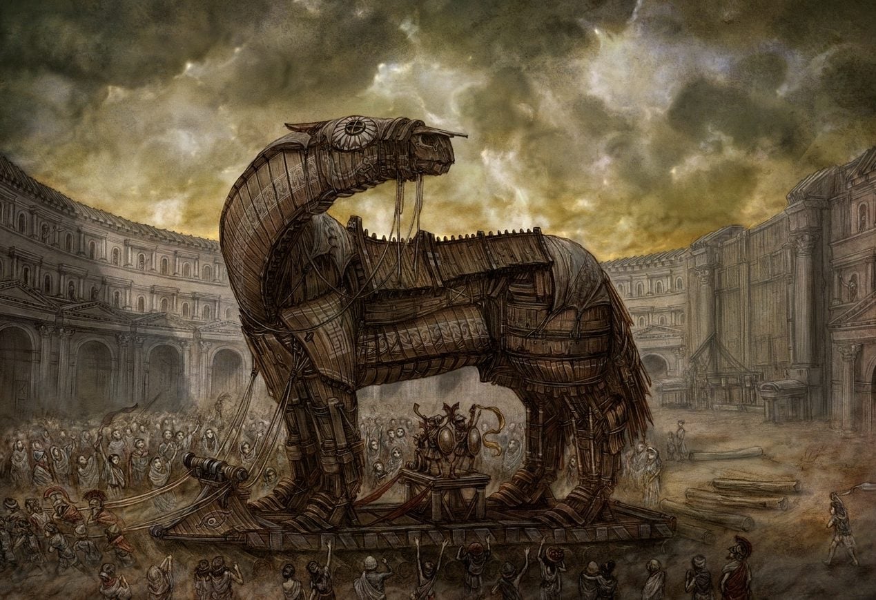 O Cavalo de Troia é uma das histórias mais famosas da mitologia grega, mas sua existência ainda é um mistério para pesquisadores. Foto: Reprodução.
