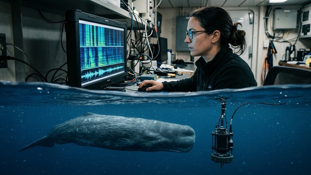 Inteligência artificial analisa sons marinhos para revelar segredos da comunicação animal. - Imagem criada por inteligência artificial (ChatGPT / Olhar Digital)
